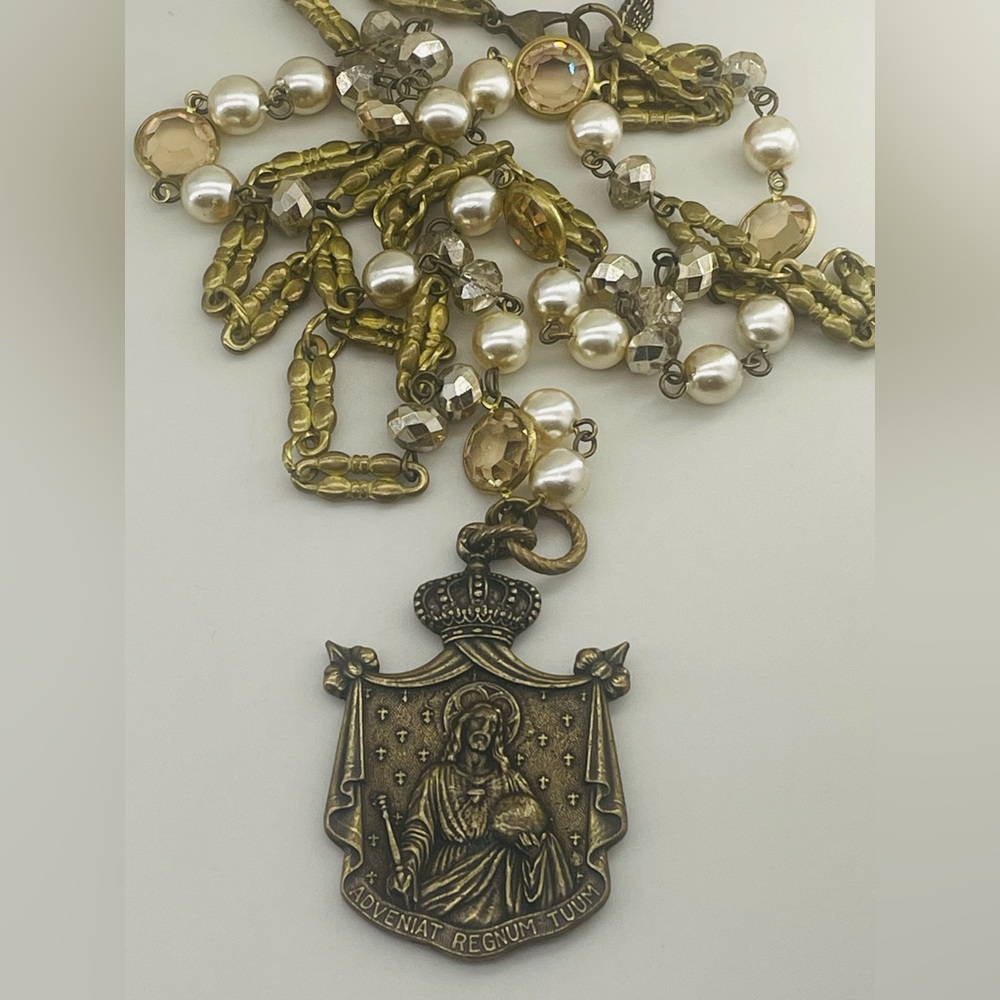 $405 bella rose 36” necklace adventiat regnum tuum